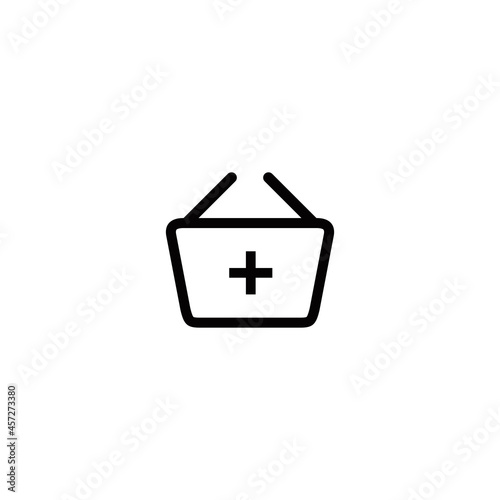 Add shopping basket outline flat icon
