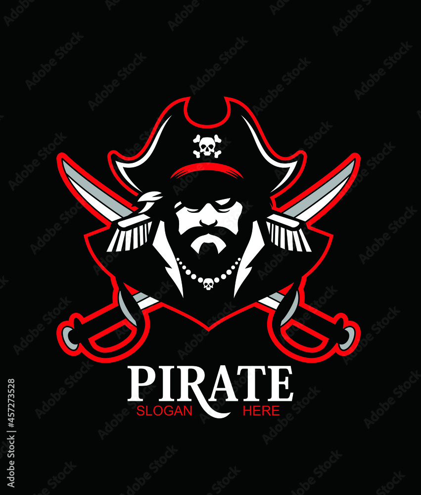 Pirate captain face icon vector.Vector illustration