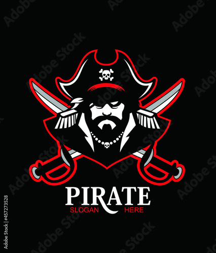 Pirate captain face icon vector.Vector illustration