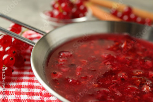 Cranberry sauce and ingredients, close up and selective focus