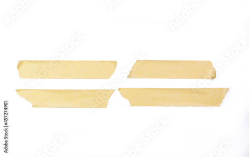 Adhesive tape pieces in line on white background, with cliping path