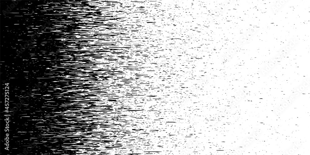 Black and white halftone glitch. Computer virus. Random falling particles on screen. Hacked software. Vector background.