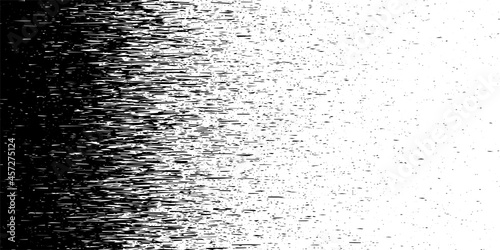 Black and white halftone glitch. Computer virus. Random falling particles on screen. Hacked software. Vector background. © Flow 37