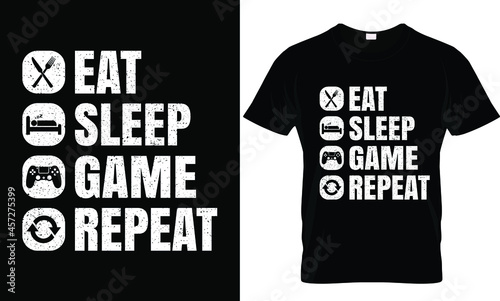 Eat sleep game/play/pubg repeat - funny text with controller and geometric shapes, Good for textile, t-shirt,