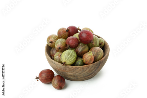 Fototapeta Naklejka Na Ścianę i Meble -  Bowl of ripe gooseberry isolated on white background