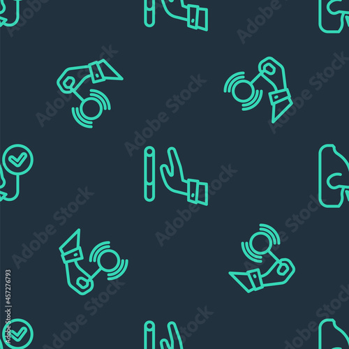 Set line Giving up cigarette, Hypnosis and Healthy breathing on seamless pattern. Vector