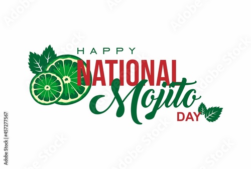 National Mojito Day. Holiday concept. Template for background, banner, card, poster with text inscription. Vector EPS10 illustration