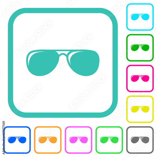 Aviator sunglasses with glosses vivid colored flat icons