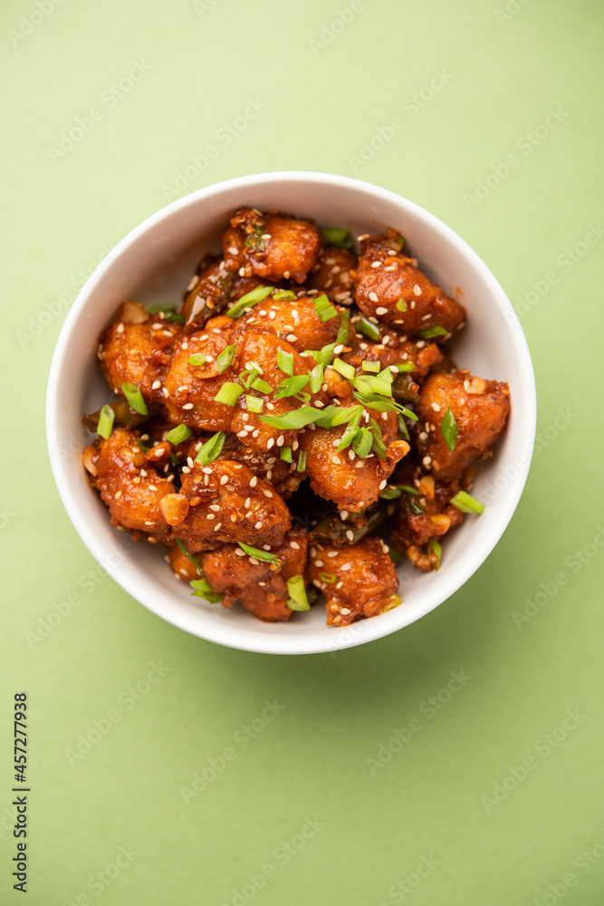 Chilli water chestnut, crispy Indo chinese starter or snacks made using singada Chilli water chestnut, crispy Indo chinese starter or snacks made using singada