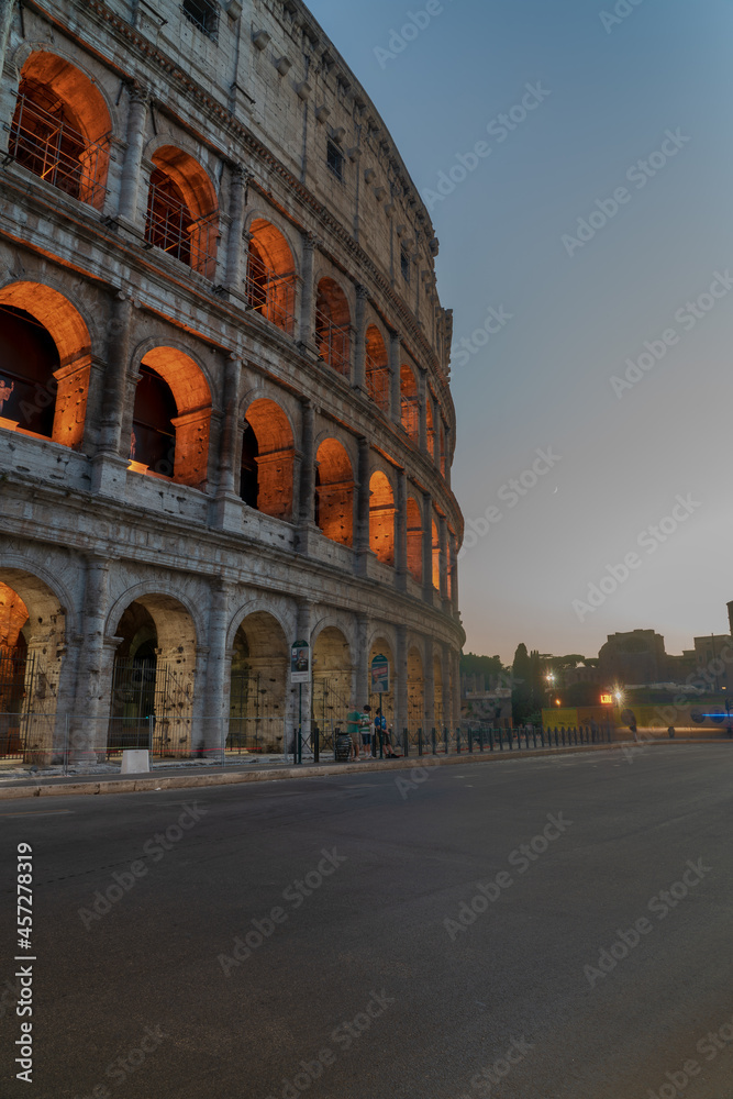 Colosseo at night, historic amphitheater in Rome 