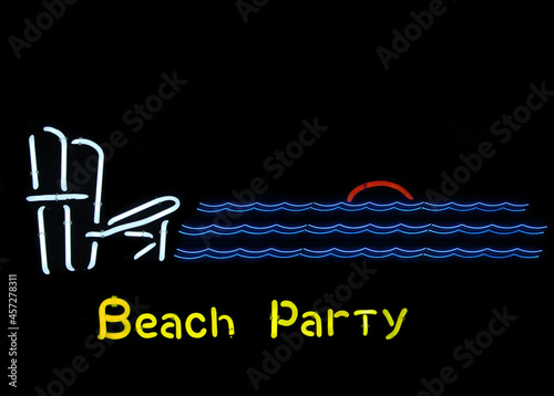 Photo Composite Vintage Neon Sign Beach Party