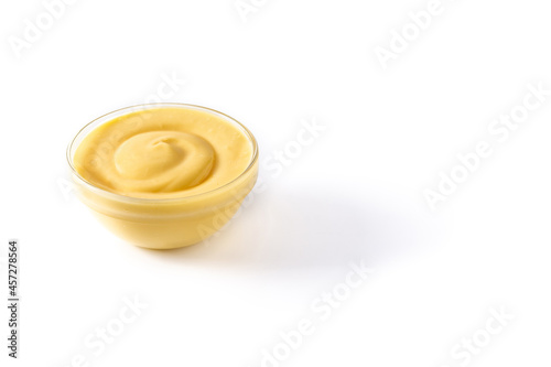 Foto Pastry cream in a bowl isolated on white background. Copy space