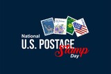 National U.S. Postage Stamp Day. Holiday concept. Template for background, banner, card, poster with text inscription. Vector EPS10 illustration