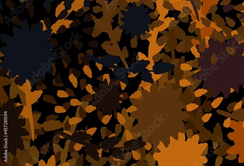 Dark Orange vector background with abstract shapes.