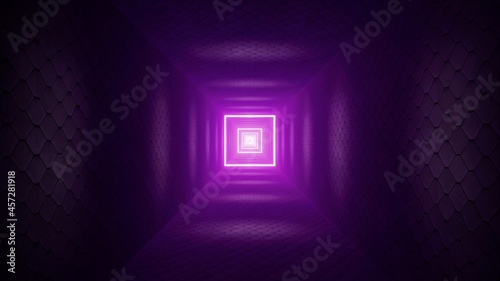  Square Purple Light in the Room 3D Rendering