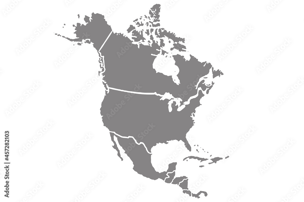 Map of North America, isolated on white background. Vector EPS10