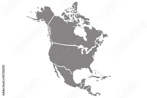 Map of North America, isolated on white background. Vector EPS10