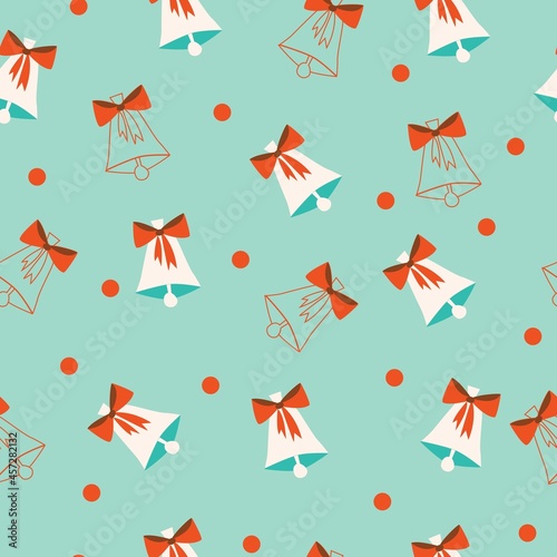 Bells vector seamless pattern design for Christmas decor and textile