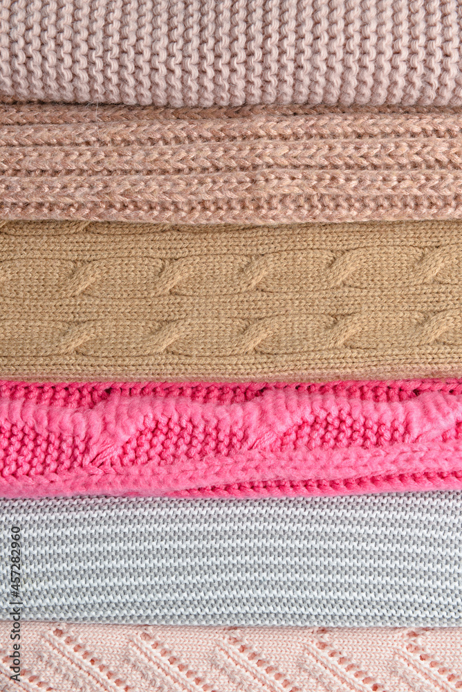 Texture of different knitted fabric as background Texture of different knitted fabric as background