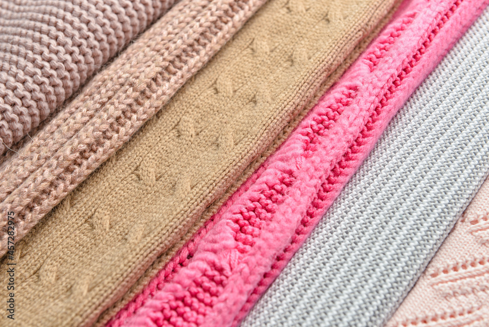 Texture of different knitted fabric as background Texture of different knitted fabric as background