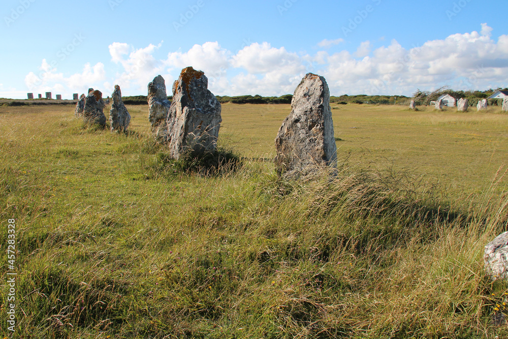 megalithic stonework (menhir) of lagatjar in camaret-sur-mer in brittany (france)