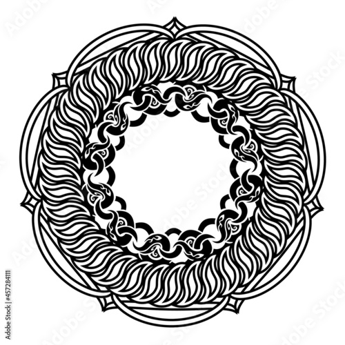 black decorative ornamental knotted wreath or frame