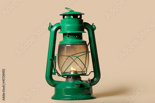 Stylish retro lamp on color...