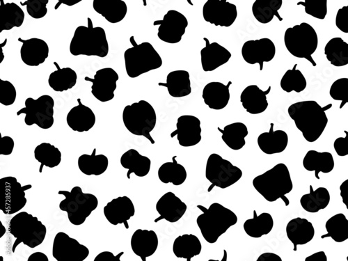 Black silhouettes of pumpkins on a white background seamless pattern. Design for wrapping paper, banners, posters and advertising materials. Vector illustration