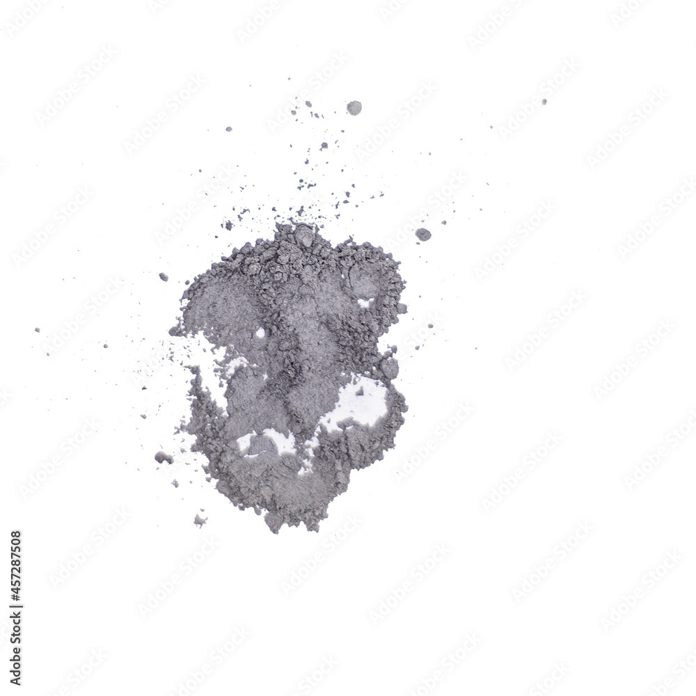 black volcanic cosmetic clay texture isolated on white background, cosmetic clay solution for advertising of skin care product