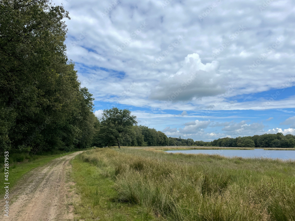 Pond and sand path around Wijnjewoude