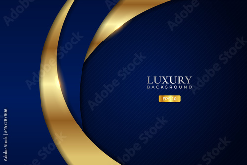 Luxury Background Abstract Premium Dynamic Shape Blue with Elegant Glow Gold