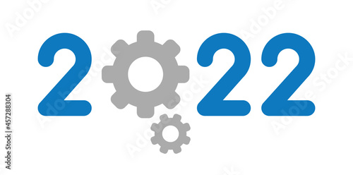 New year 2022 vector concept, spinning gears instead of zero