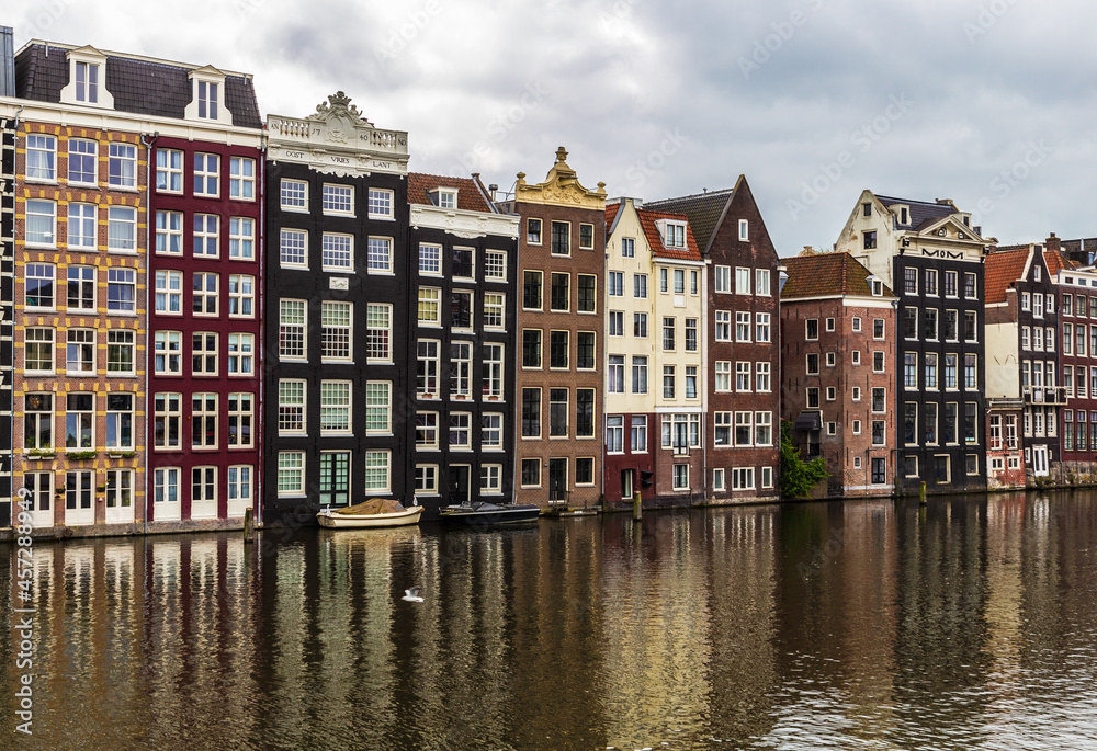 City canal houses in Amsterdam, Netherlands