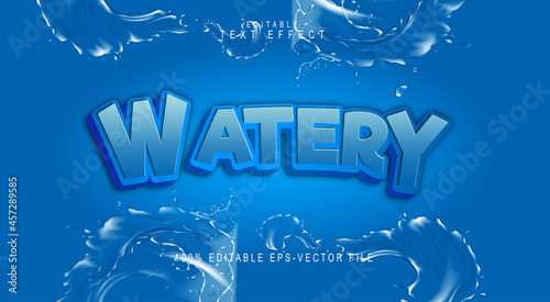 editable 3d blue watery text effect.typhography logo