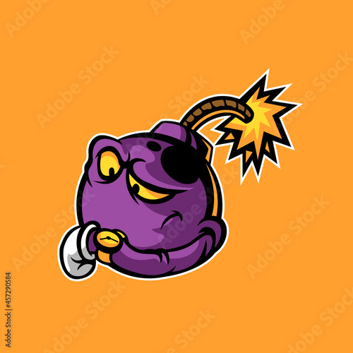 Time bomb mascot logo  this funny and catchy image is suitable for esports team logos or for youth communities such as skateboards or others  also suitable for t-shirt designs or merchandise