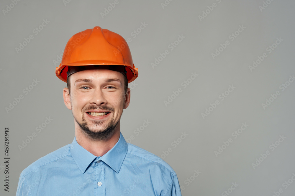 male builders blueprints builder light background