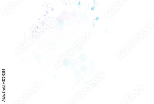 Light Purple, Pink vector backdrop with lines, circles, rhombus.