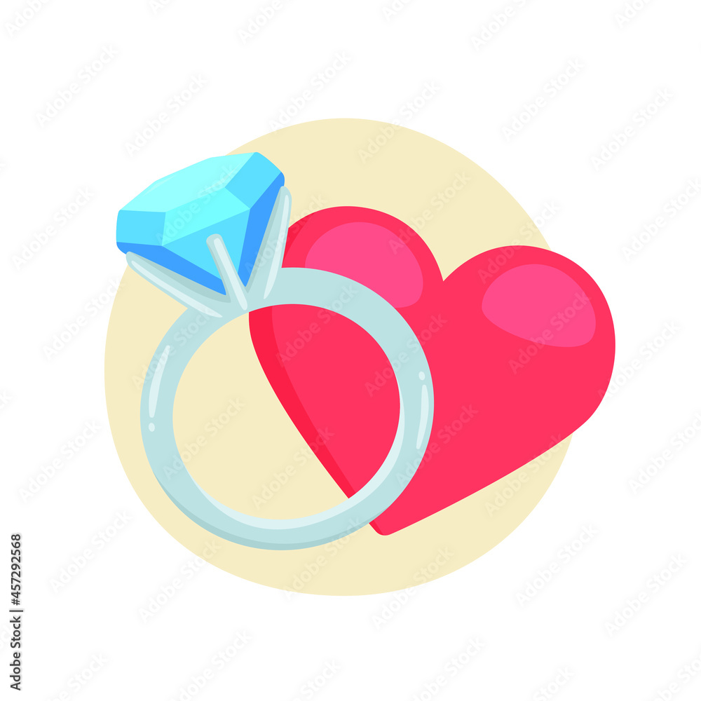 Engagement Ring Emoji Icon Illustration. Love and Heart Vector Symbol Emoticon Design Doodle