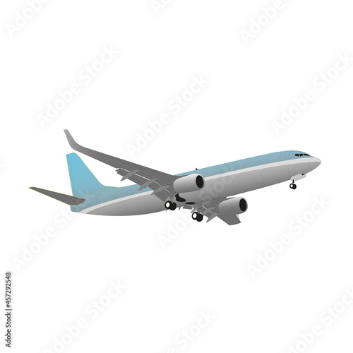 Airplane flying around the globe isolated on white background. Vector Illustration