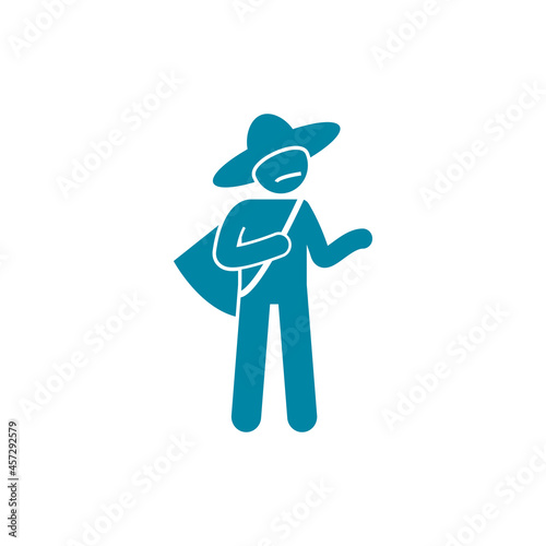 cartoon shepherd holding stick with tunic and turban