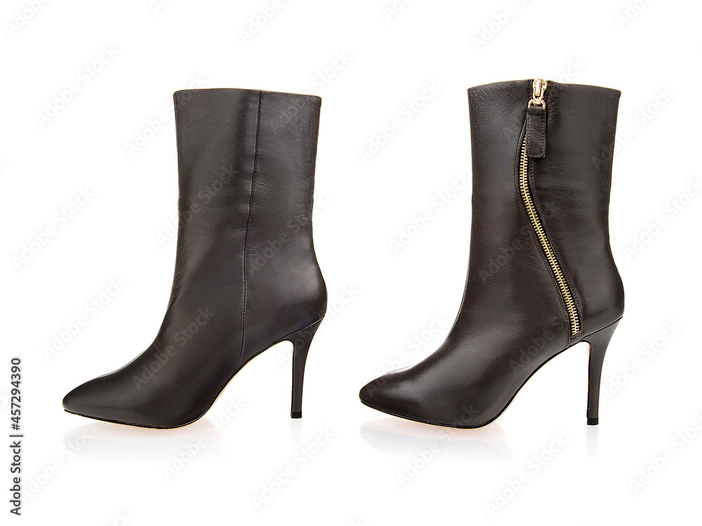Stylish high heels female black leather boots Stylish high heels female black leather boots