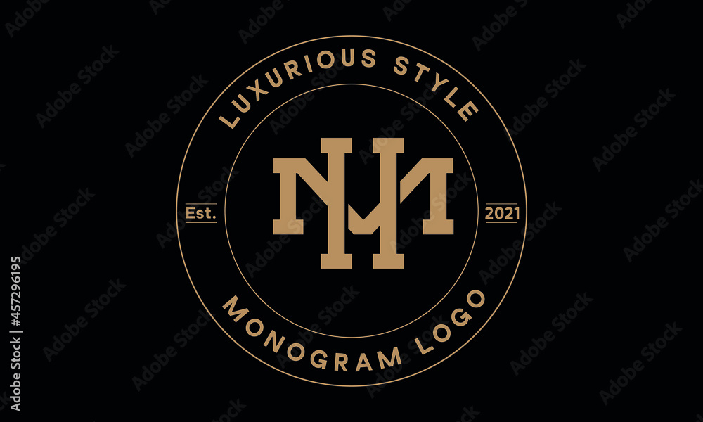 hm OR mh monogram abstract emblem vector logo template