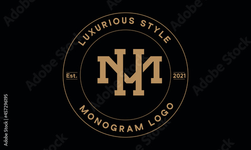 hm OR mh monogram abstract emblem vector logo template