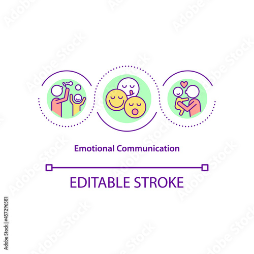 Emotional communication concept icon. Child behavior development abstract idea thin line illustration. Positive interaction with mother. Vector isolated outline color drawing. Editable stroke