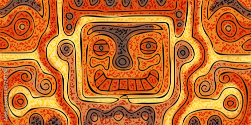 Abstract creature in ethnic style. Vector banner.	