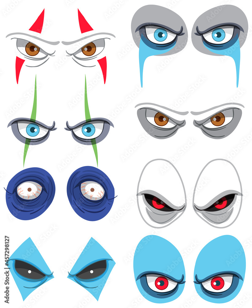 Set of many creepy clown eyes Set of many creepy clown eyes