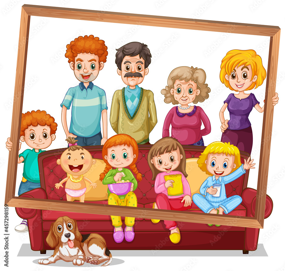 Isolated family picture with photo frame Isolated family picture with photo frame