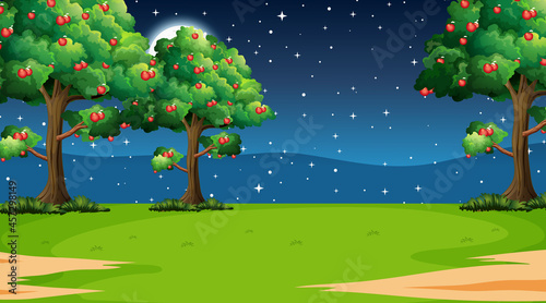 Blank nature park landscape at night scene