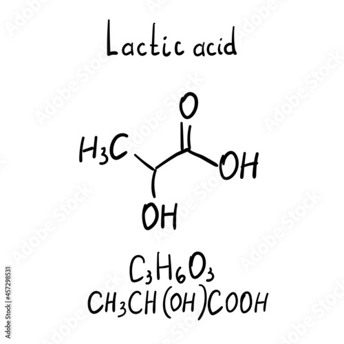 Lactic Acid Molecule Formula Hand Drawn Imitation