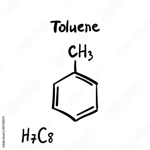 Toluene Molecule Formula Hand Drawn Imitation